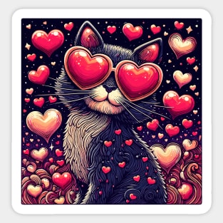 Funny Valentine Cat Sticker